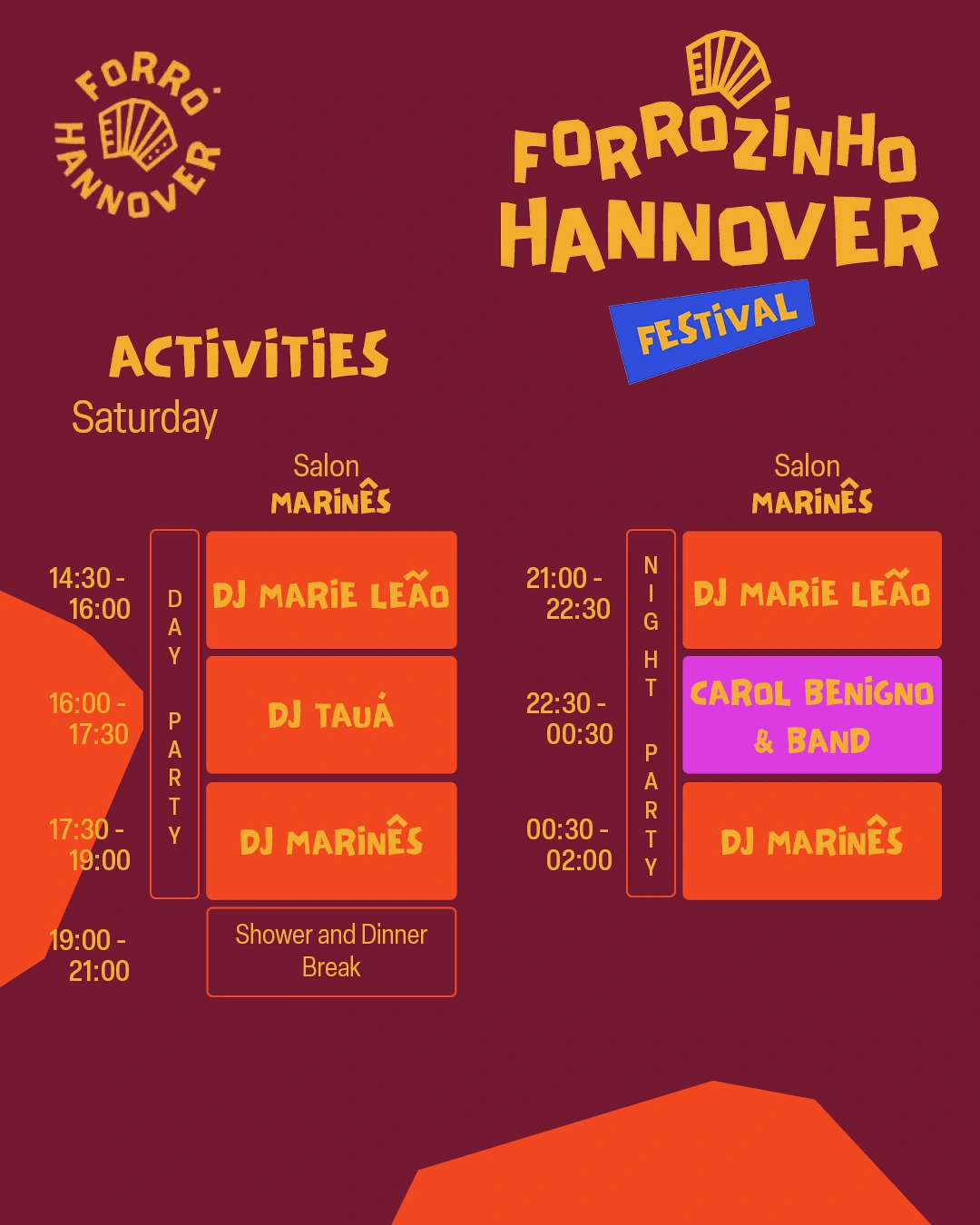 Saturday Activities Schedule