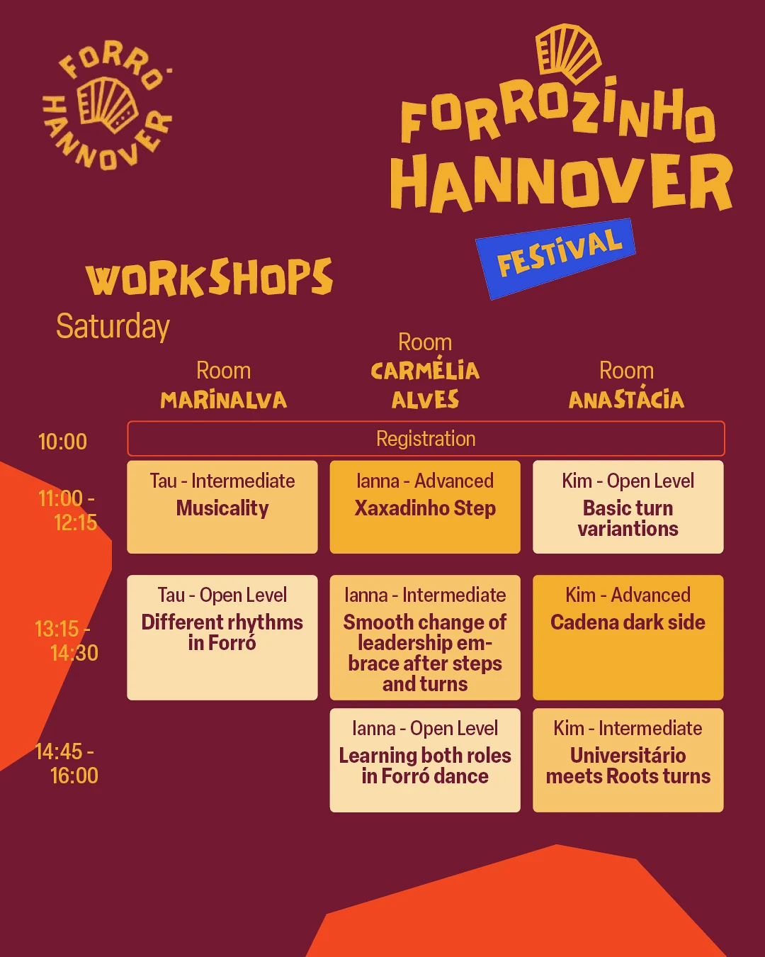 Saturday Workshops Schedule