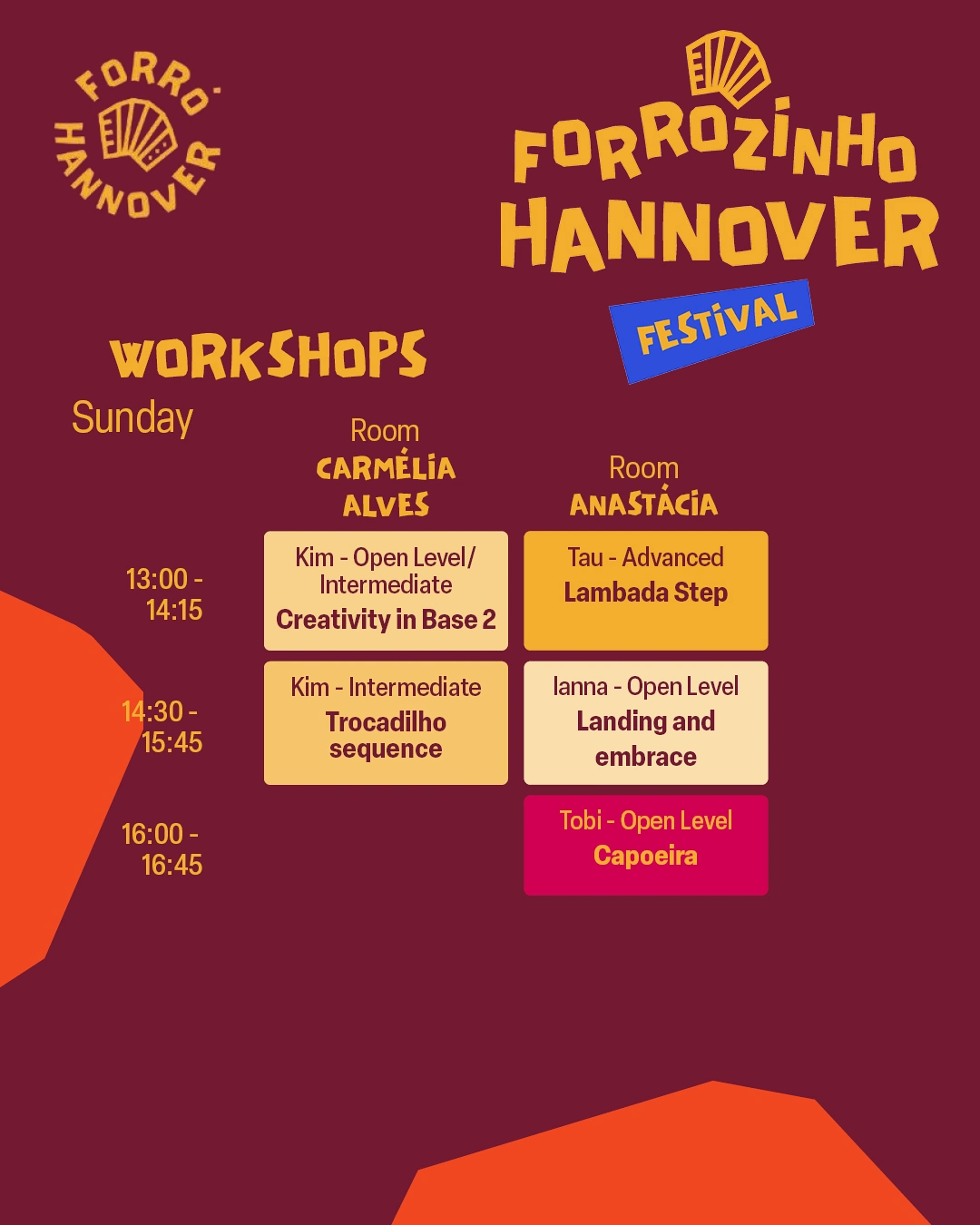 Sunday Workshops Schedule